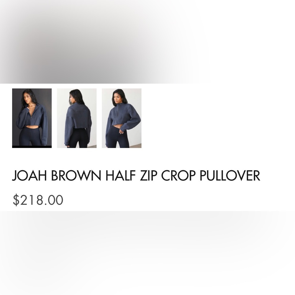 $218 JOAH BROWN NAVY HALF ZIP CROP SWEATSHIRT SKIMS HAILEY BIEBER FREE PEOPLE - Picture 4 of 6